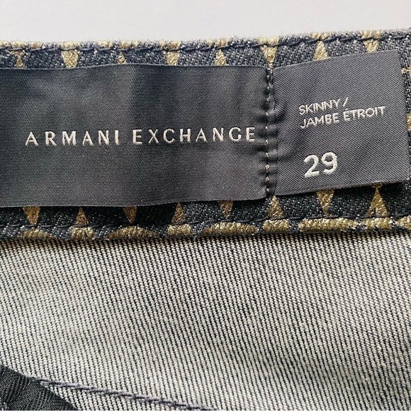 Armani Exchange New Size 29 Skinny Pant Jambe Etroit Stretch Demin Metallic - Picture 5 of 12